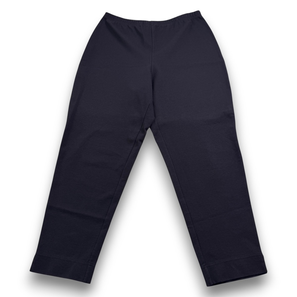 Talbots Petites Navy Blue Pull On Straight Leg Pants Womens Large L Stretch